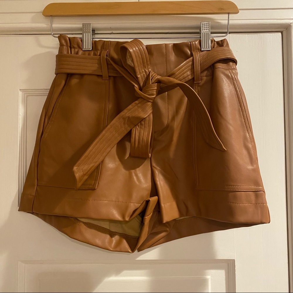 Brown Leather Shorts